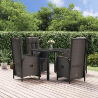 5-delige Tuinset met kussens poly rattan zwart - thumbnail