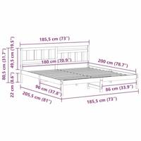Bedframe met hoofdeinde Bruin 180 x 200 cm Massief grenenhout - thumbnail