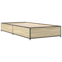 Bedframe bewerkt hout en metaal sonoma eikenkleurig 75x190 cm - thumbnail