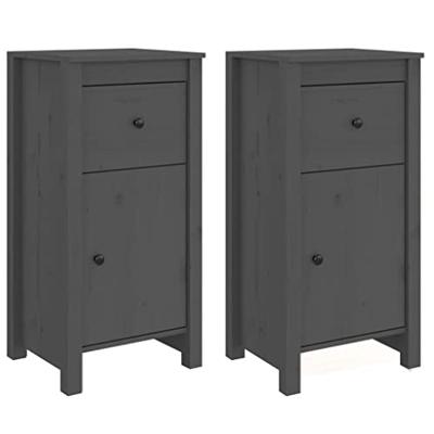 Dressoirs 2 st 40x35x80 cm massief grenenhout grijs