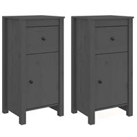 Dressoirs 2 st 40x35x80 cm massief grenenhout grijs - thumbnail