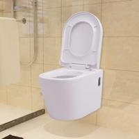 VidaXL Hangend toilet keramiek wit - thumbnail