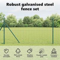 VidaXL Hek met paal groen 1,2 x 10 m staal en pvc - thumbnail