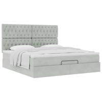 Ottoman bed met matrassen 160x200cm fluweel lichtgrijs - thumbnail