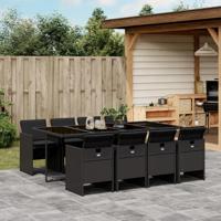 9-delige Tuinset poly rattan zwart - thumbnail