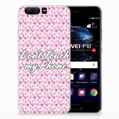 Huawei P10 Silicone-hoesje Flowers Pink DTMP Huawei P10 Silicone-hoesje Flowers Pink DTMP