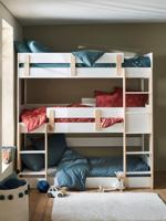 Stapelbedden op 3 niveaus LIGNE EVEREST wit/hout - thumbnail