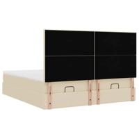 Ottoman bed met matrassen 180x200cm stof crèmekleurig - thumbnail