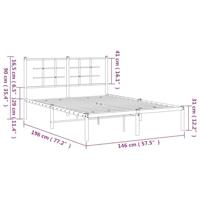 Bedframe met hoofdbord metaal wit 140x190 cm - thumbnail