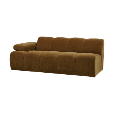 Woood Mojo 2-zits bank arm links ribstof Honinggeel