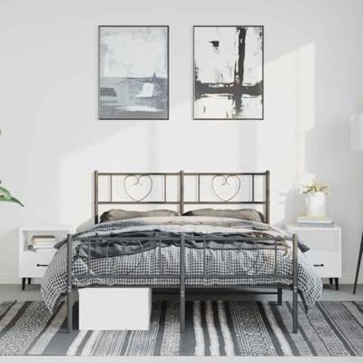 Bedframe met hoofd- en voeteneinde metaal zwart 150x200 cm - thumbnail