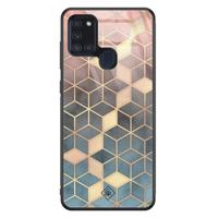 Samsung Galaxy A21s glazen hardcase - Cubes art - thumbnail