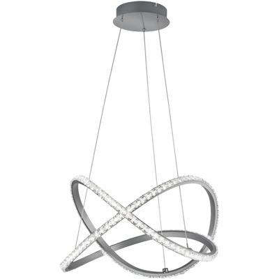 LED Hanglamp 26W Dimbaar RGBW met Afstandsbediening - Mat Grijs Aluminium - Warm Wit 3000K