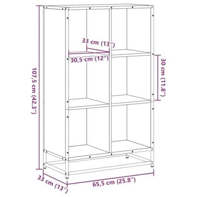 Boekenkast 65,5x33x107,5 cm bewerkt hout sonoma eikenkleurig