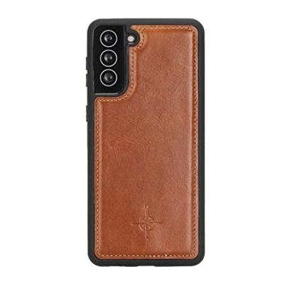 NorthLife - Samsung Galaxy S21 - Backcover hoesje Echt Leer - Cognac