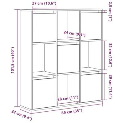 Boekenkast 89x24x101,5 cm bewerkt hout gerookt eikenkleurig