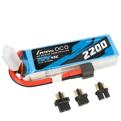 Gens ace 2200mAh 11.1V 45C 3S1P Lipo Battery Pack met EC3/XT60/T-plug Gens ace 2200mAh 11.1V 45C 3S1P Lipo Battery Pack met EC3/XT60/T-plug