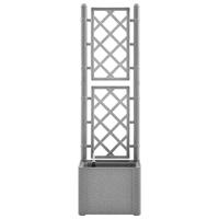 Plantenbak verhoogd met latwerk en zelfbewateringssysteem grijs - thumbnail