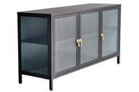 Modern dressoir AMSTERDAM 105cm Zwart Goud Geruite Glazen Metalen Vitrinekast - 43534 - thumbnail