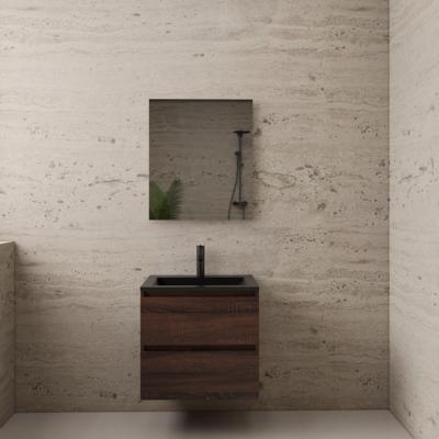 ACTIE BWS Badmeubel | Paris | Sonoma Choco 60 cm | Mat Zwart Wastafel | 1 Kraangat