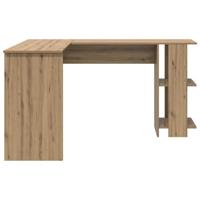Hoekbureau met opslageenheid met plank artisanaal eikenkleurig - thumbnail