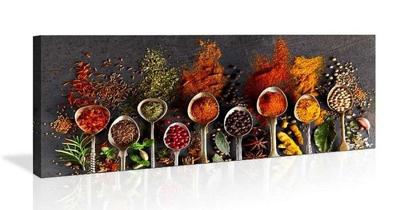 Schilderij - Specerijen, voor in de keuken, 120x40cm. Incl. ophang haakjes