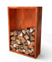 Egura Cortenstaal Houtopslag met achterwand 1000 x 385 x 1500 mm Geroba - Geroba - thumbnail
