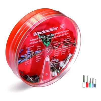 Weidmüller 9025410000 Assortiment adereindhulzen Grijs, Lichtblauw, Turquoise, Oranje, Wit 150 stuk(s)