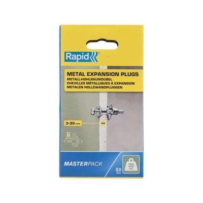 RAPID - Metalen expansieankers voor gipsplaat 3-20 mm | Verpakking van 50 | Maximale belasting 25 kg | - (5001562)