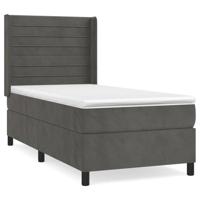 Boxspring met matras fluweel donkergrijs 90x190 cm - thumbnail