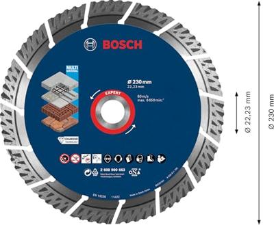 Bosch Accessoires expert multimaterial diamantdoorslijpschijf 230 x 22,23 x 2,4 x 15 mm - 1 stuk(s) - 2608900663