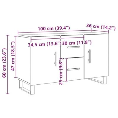 Dressoir 100x36x60 cm bewerkt hout artisanaal eikenkleurig Dressoir 100x36x60 cm bewerkt hout artisanaal eikenkleurig
