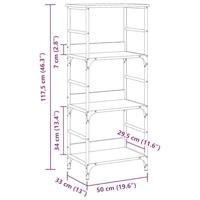 Boekenkast 50x33x117,5 cm bewerkt hout oud houtkleurig - thumbnail