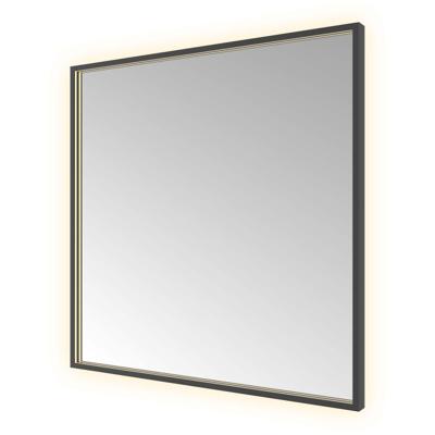 Spiegel Hotbath &MORE 80x80 cm LED-Verlichting Spiegelverwarming Vierkant Geborsteld Zwart PVD