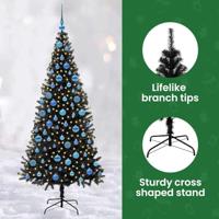VidaXL Kerstboom met 300 led met standaard zwart 180 cm pvc - thumbnail