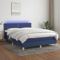 Boxspring met matras en LED stof blauw 140x200 cm - thumbnail