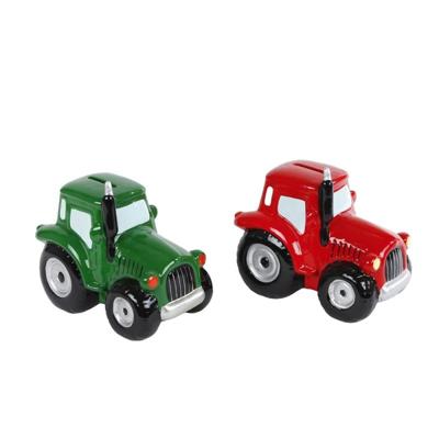 Kids Globe spaarpot tractor groen/rood a2 aardew 16,6x11x13,8cm