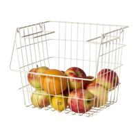 Metalen stapelmand - wit - 26x31.5x31 cm - thumbnail