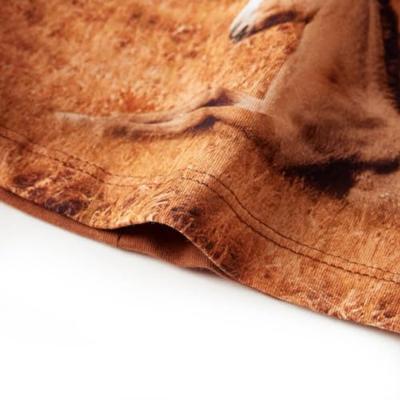 Kinderjurk met lange mouwen paardenprint 116 cognackleurig