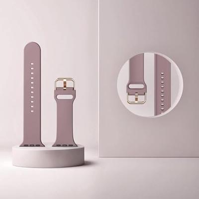 By Qubix - Soft siliconen bandje met gespsluiting - Paarsbruin - Compatible met Apple Watch 44mm / 45mm / 46mm / 49mm - Compatible Apple watch bandjes