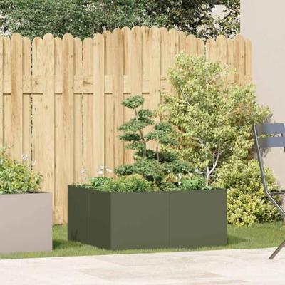 Plantenbak 80x80x40 cm koudgewalst staal olijfgroen