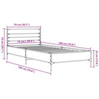 Bedframe bewerkt hout metaal grijs sonoma eiken 200x200 cm - thumbnail