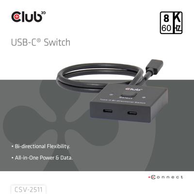club3D CSV-2511 USB-C (USB 3.2 Gen 2) adapter Bidirectioneel bruikbaar, LED-weergave club3D CSV-2511 USB-C (USB 3.2 Gen 2) adapter Bidirectioneel bruikbaar, LED-weergave
