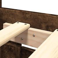 Bedframe met hoofdeinde bewerkt hout gerookt eiken 180x200 cm - thumbnail
