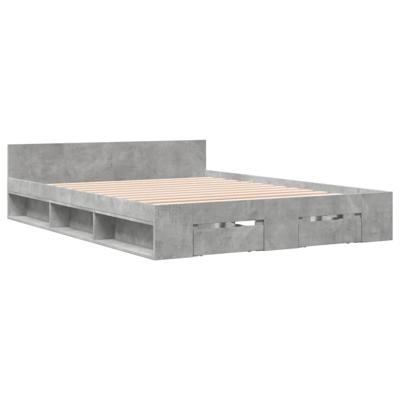 Bedframe met lades bewerkt hout betongrijs 150x200 cm - thumbnail