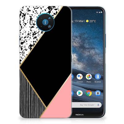 Nokia 8.3 | TPU Hoesje | Zwart Roze Vormen