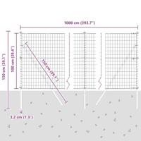 VidaXL Hek met paal zilver 1 x 10 m staal en pvc - thumbnail