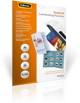 Fellowes lamineerhoes Admire Easyfold Enhance80 ft A4, 160 micron (2 x 80 micron), pak van 25 stuks