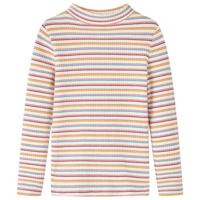 Kindershirt met lange mouwen en lage col 116 gestreept ecru - thumbnail