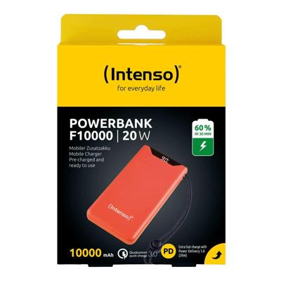 Intenso F10000 Powerbank 10000 mAh Quick Charge, USB PD LiPo USB-A, USB-C Oranje Statusweergave Intenso F10000 Powerbank 10000 mAh Quick Charge, USB PD LiPo USB-A, USB-C Oranje Statusweergave